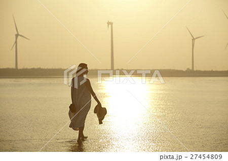 台湾を観光する女性　高美湿地 27454809