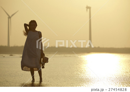 台湾を観光する女性　高美湿地 27454828