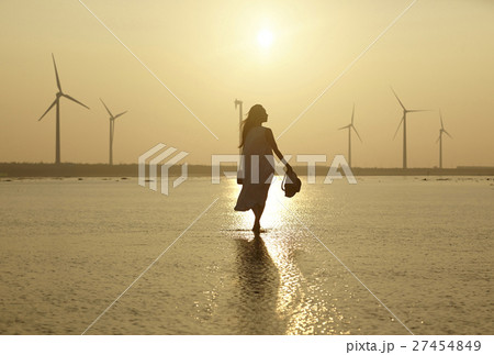 台湾を観光する女性 高美湿地 台湾を観光する女性 高美湿地 27454849