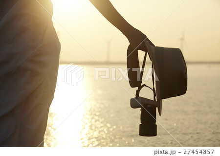 台湾を観光する女性　高美湿地 27454857