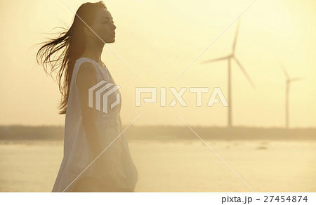 台湾を観光する女性　高美湿地 27454874