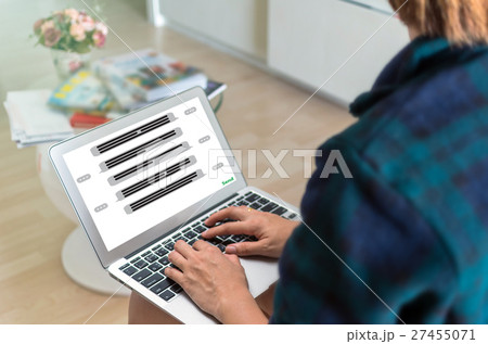 showing the chat message for Shopping Online With Digital laptop, technology and internet concept showing the chat message for Shopping Online With Digital laptop, technology and internet concept 27455071