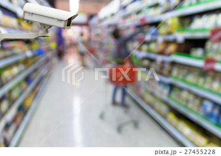 Security camera monitoring on the Abstract blurred photo of store in department store bokeh background, business shopping base on security concept Security camera monitoring on the Abstract blurred photo of store in department store bokeh background, business shopping base on security concept 27455228