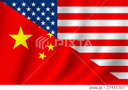 アメリカ中国国旗のイラスト素材