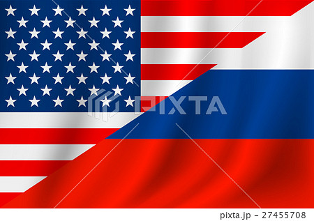 アメリカロシア国旗のイラスト素材
