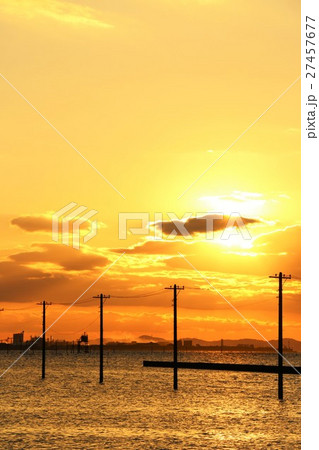 千葉県 江川海岸の夕暮れ風景の写真素材