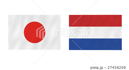 日本 オランダ 国旗 のイラスト素材