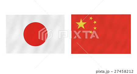 日本 中国 国旗 のイラスト素材