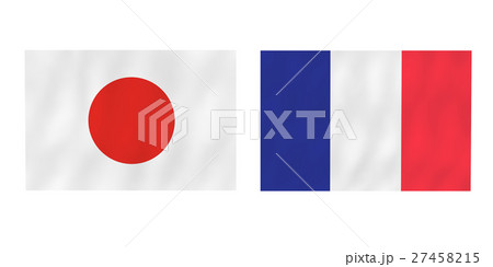 日本 フランス 国旗 のイラスト素材