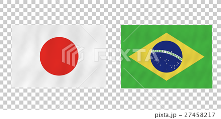 日本 ブラジル 国旗 のイラスト素材