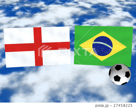 サッカー対戦国 イングランドvsブラジル のイラスト素材