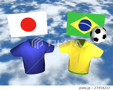 サッカー 日本vsブラジル のイラスト素材