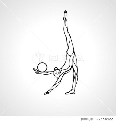 Silhouette of art rhythmic gymnastic girl with 27458422