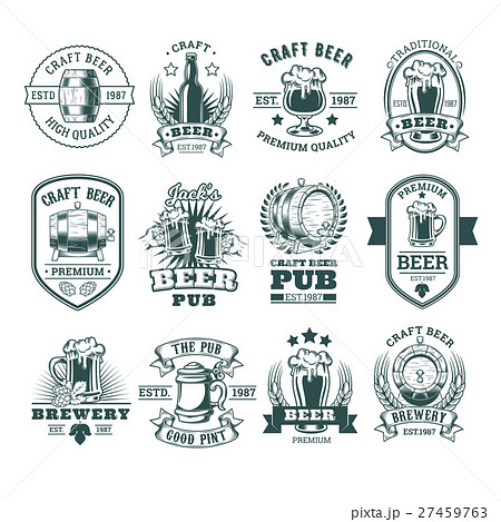 Collection of retro beer emblems, badges, stickers 27459763