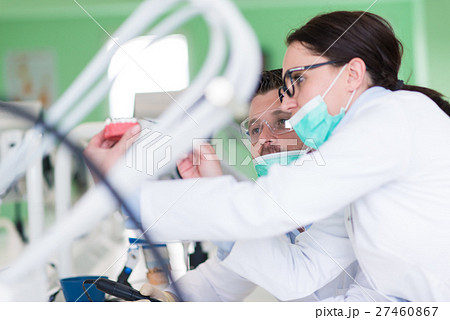 Busy young stomatology students working carefully 27460867