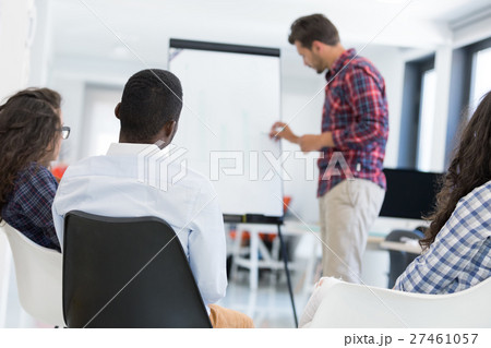Businessman giving a presentation to his Businessman giving a presentation to his 27461057