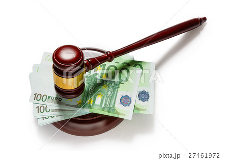 Judge's gavel and one hundred euro banknotes 27461972