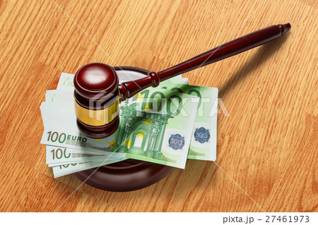 Judge's gavel and one hundred euro banknotes 27461973