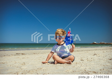 Cute boy with Australian flag on Australia day Cute boy with Australian flag on Australia day 27466368