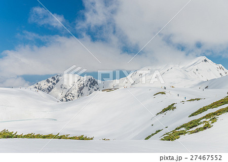 High mountains under snow with clear blue sky High mountains under snow with clear blue sky 27467552