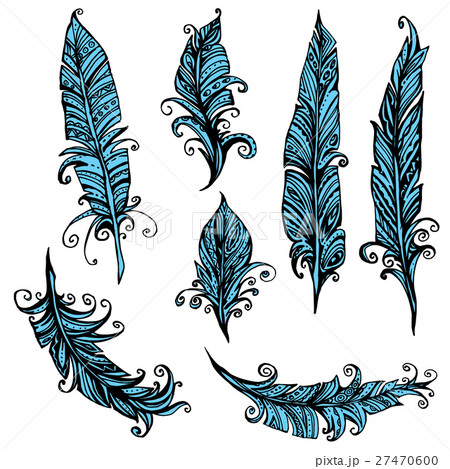 Set of ornamental Feather, tribal design. 27470600