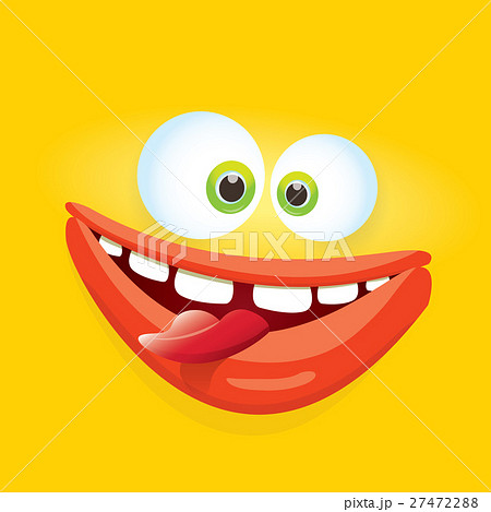 vector orange funny comic monster face. 27472288