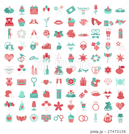 Valentine`s day icon set. Romantic design elements 27473156