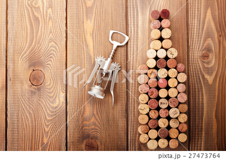 Wine bottle shaped corks and corkscrew 27473764