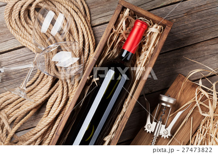 Red wine bottle and glasses Red wine bottle and glasses 27473822