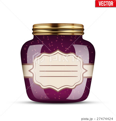 Glass Jar with raspberries jam. 27474424