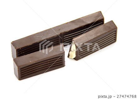 Dark chocolate with milk filling isolated on white 27474768
