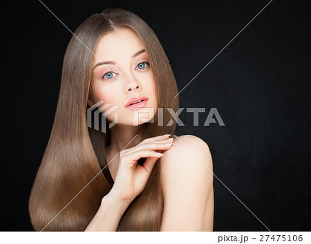 Spa Woman with Long Healthy Hair on Dark 27475106