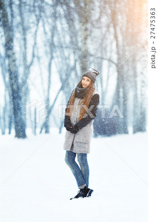 Winter young woman portrait. Beauty Joyful Model Winter young woman portrait. Beauty Joyful Model 27475363