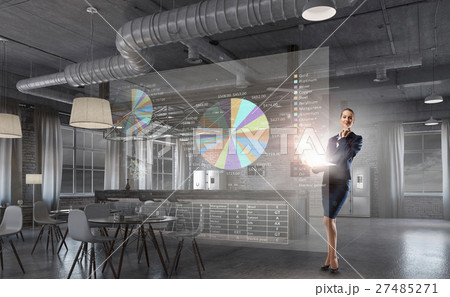 Elegant businesswoman thinking something over 27485271