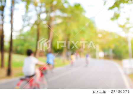 Blurred green background people activities in park 27486571