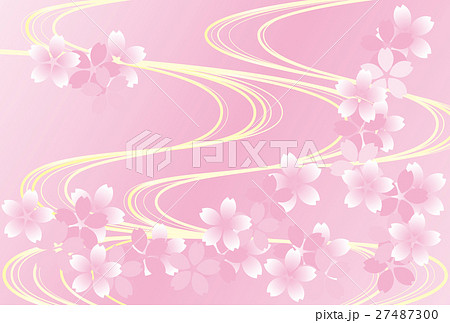 花筏 桜流水背景 ピンク グラデーションのイラスト素材