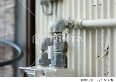 ガス管とメーターの写真素材