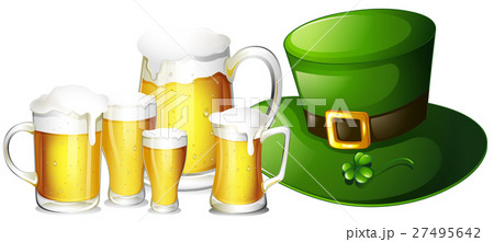 Fresh beer in glasses and green hat 27495642