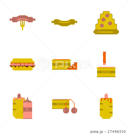 Set Pixel icons of fast food 27498350