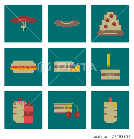 Set Pixel icons of fast food 27498352