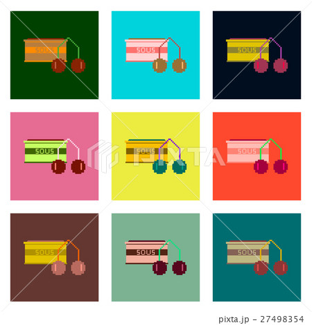 Set Pixel icons of cherry sauce 27498354