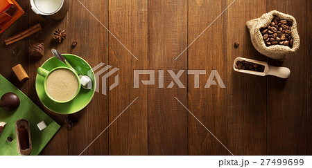 cup of coffee on wood cup of coffee on wood 27499699