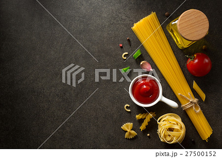 pasta and food ingredient  on table 27500152
