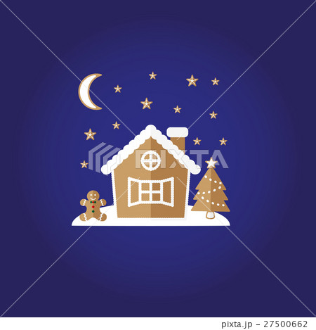 Festive gingerbread. House, man, stars. 27500662