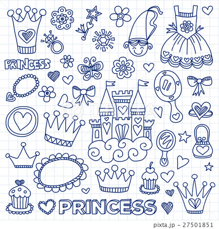 My little princess Hand drawn doodle elements 27501851