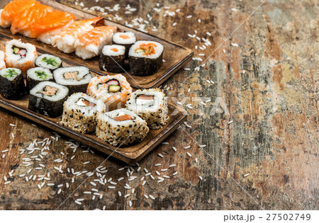 Traditional japanese food. Sushi rolls, maki, 27502749