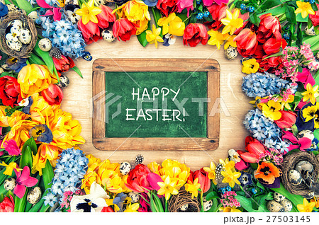 Spring flowers easter eggs. Tulips, narcissus Spring flowers easter eggs. Tulips, narcissus 27503145