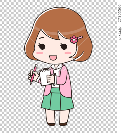 メモを取る女性 社会人 のイラスト素材