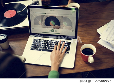 Turntable Vinyl Record DJ Scratch Music Entertainment Concept 27506957