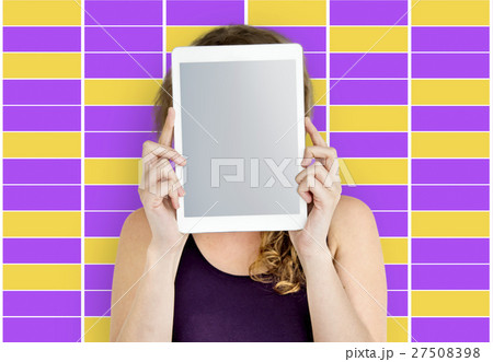 Person Holding Tablet Face Concept 27508398